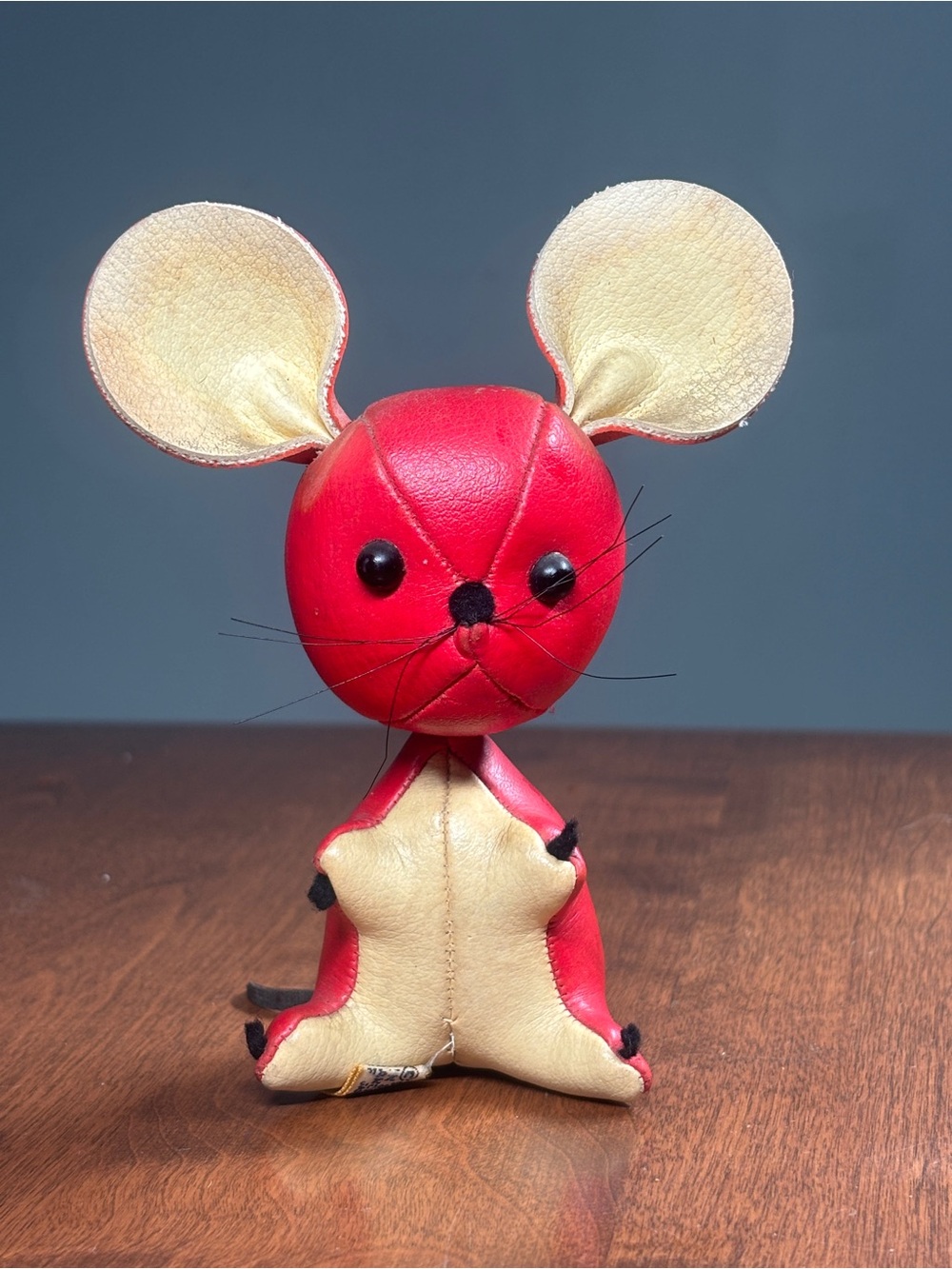 Vintage 1960s R. Dakin Dream Pets Red Leather Mouse